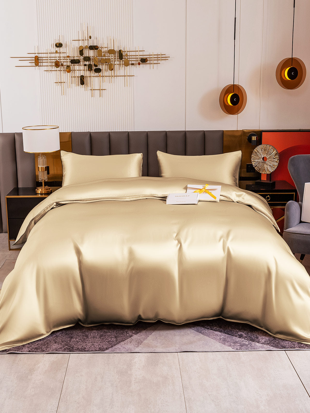 [Beige] SilkSilky-DK 19Momme Bedding Set 005