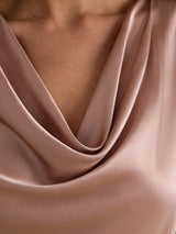 [Toscana] SilkSilky-DK Short Sleeve Cowl Neck Damebluser 004