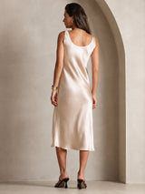 [Beige] SilkSilky-DK Sleeveless Kjole 002