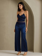 [Mørkeblå] SilkSilky-DK Spaghetti Strap V Neck Camisole Top 006