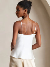 [Hvid] SilkSilky-DK Spaghetti Strap V Neck Camisole Top 002
