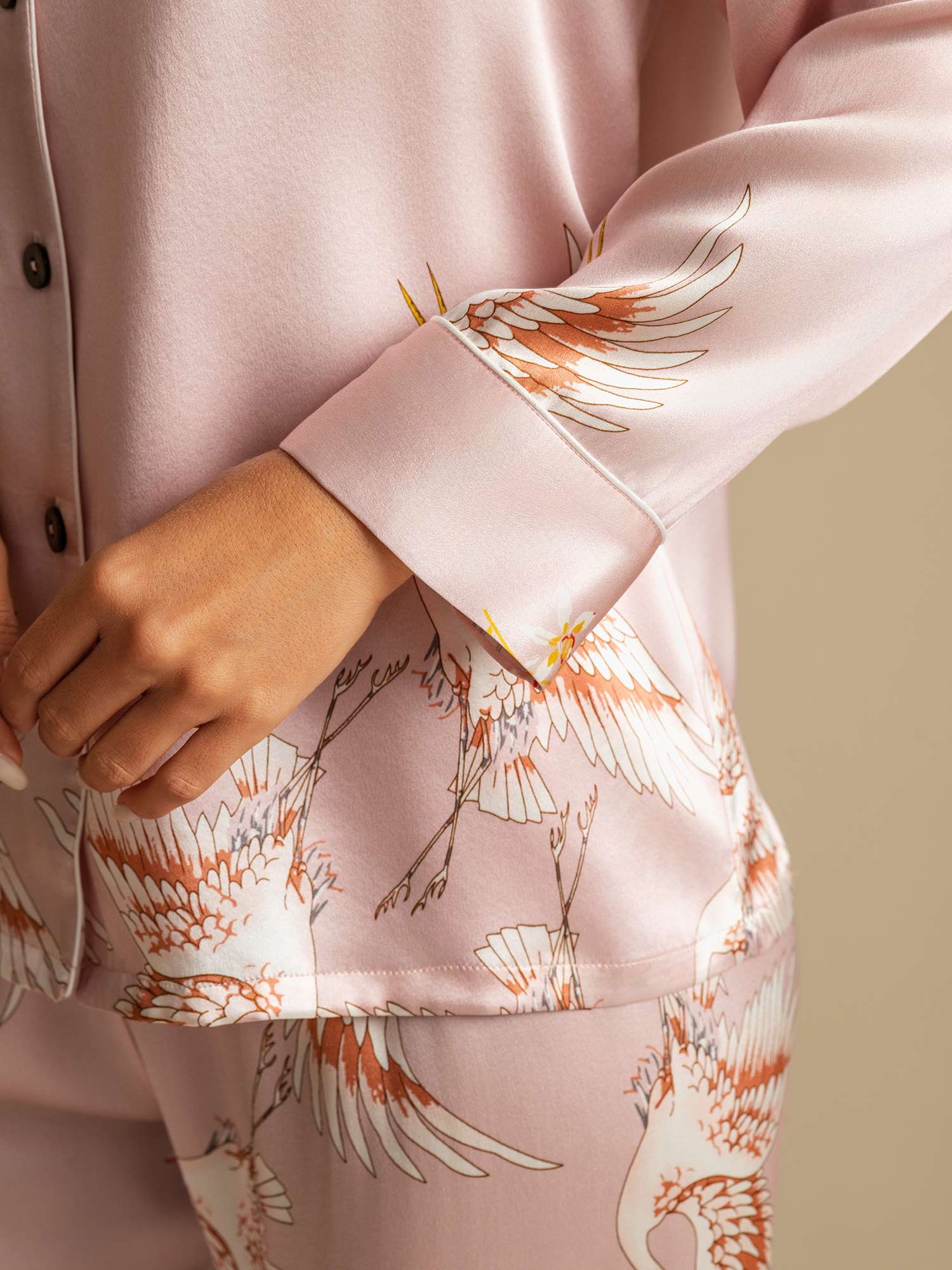 [Lyserød] SilkSilky-DK 19Momme Dame Pyjamas 005