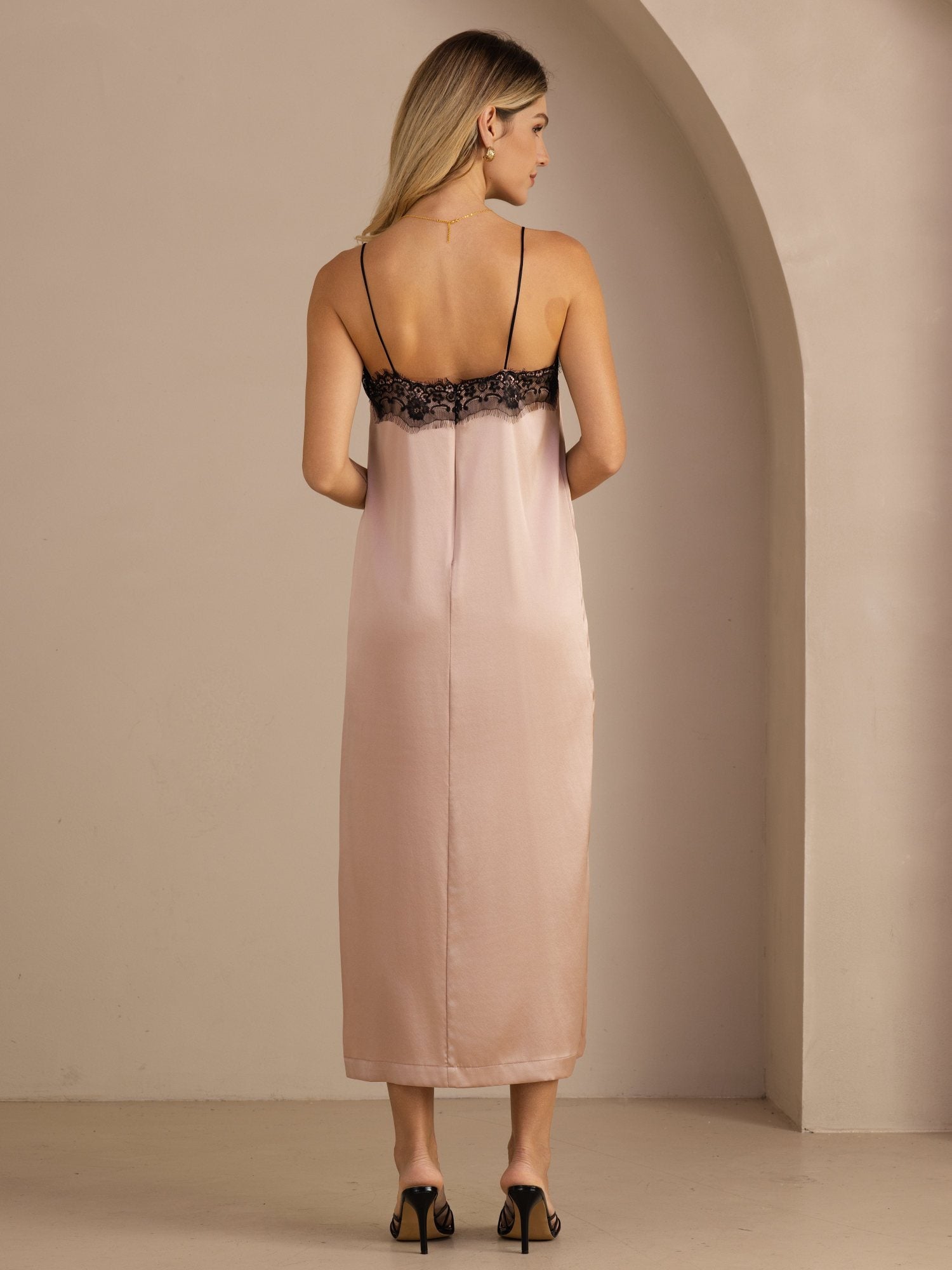[Toscana] SilkSilky-DK Square Neck Kjole 002