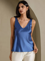 [Ægte Petrol] SilkSilky-DK Sleeveless V Neck Camisole Top 001