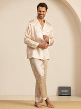 [Champagne] SilkSilky-DK Long Sleeve Notch Collar Pyjamas til Mænd 004
