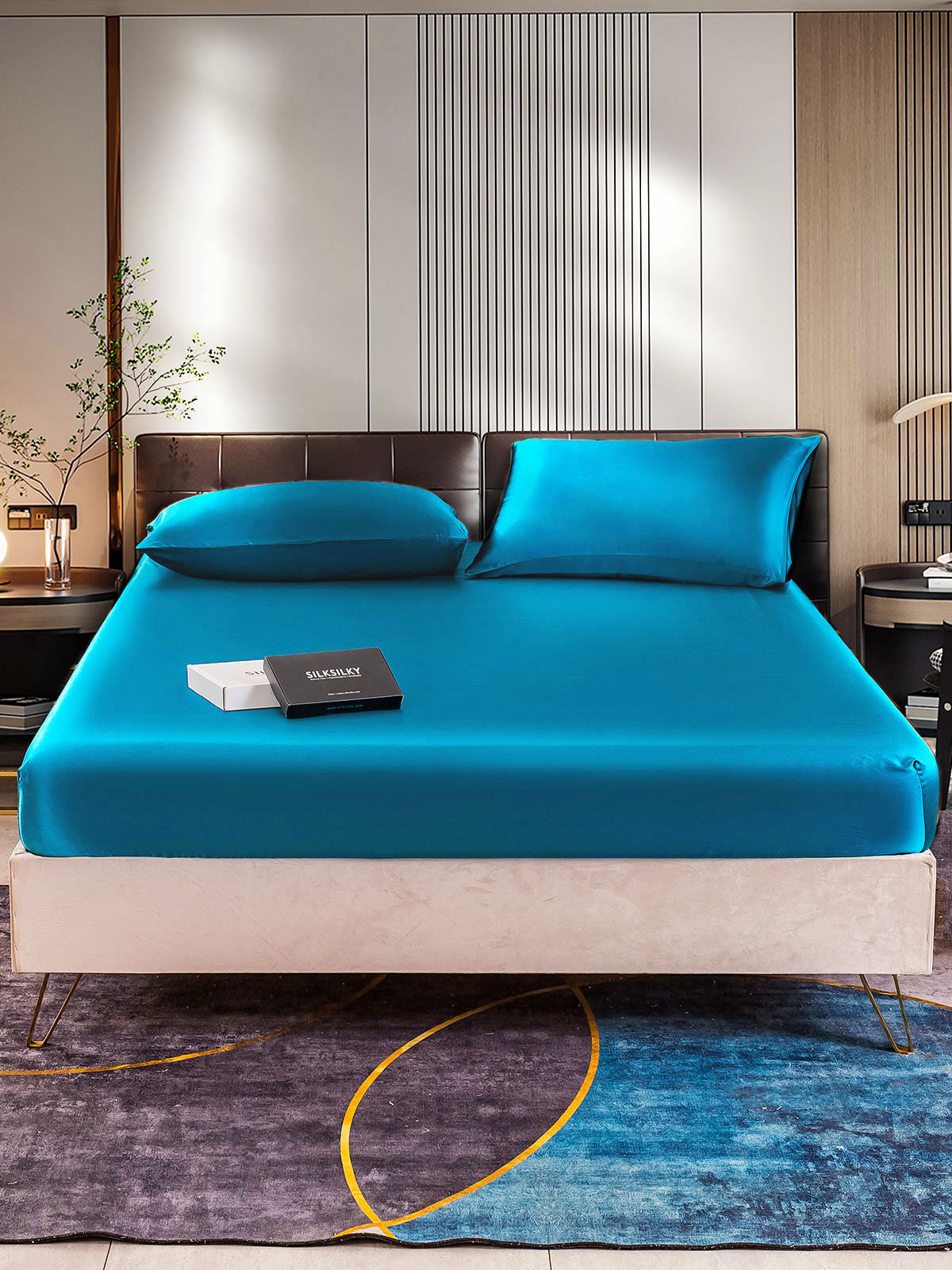 [Blågrøn] SilkSilky-DK 22Momme Bedding Set 001