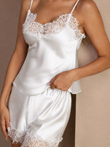 [Hvid] SilkSilky-DK Sleeveless V Neck Camisole Sæt 004