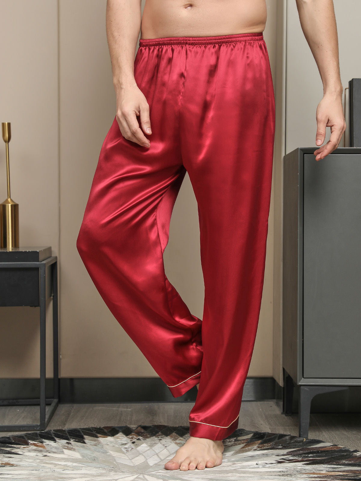 [Rød] SilkSilky-DK Mens Sleep Bottoms 001