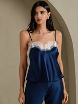 [Mørkeblå] SilkSilky-DK Spaghetti Strap V Neck Camisole Top 003