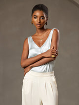 [Lyseblå] SilkSilky-DK Sleeveless V Neck Camisole Top 004