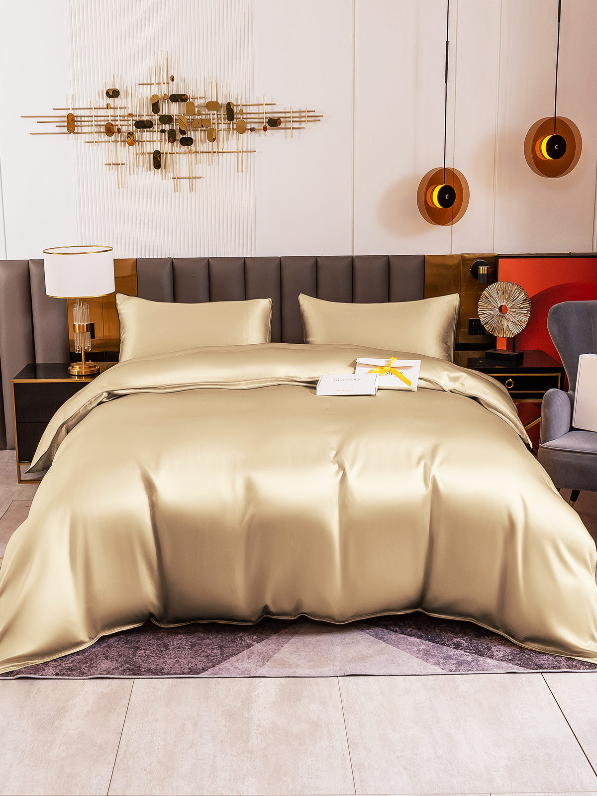[Beige] SilkSilky-DK 19Momme Bedding Set 002