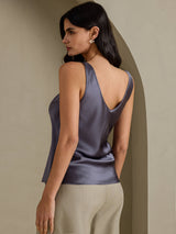 [Mørkegrå] SilkSilky-DK Sleeveless V Neck Camisole Top 002