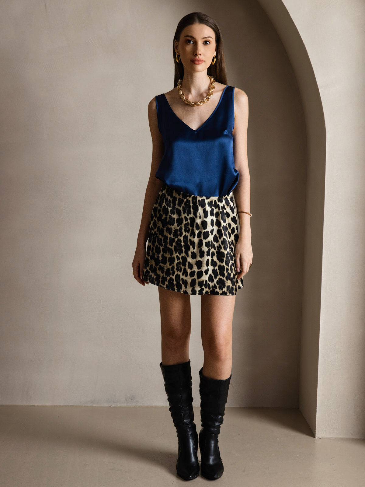 [Mørkeblå] SilkSilky-DK 19Momme Silke Camisoles 007