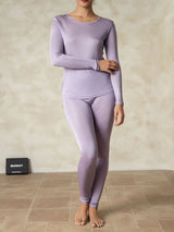 [Lilla] SilkSilky-DK Long Sleeve Round Neck Dame Lange Underbukser 001