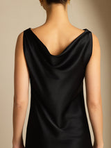 [Sort] SilkSilky-DK Sleeveless Cowl Neck Kjole 004