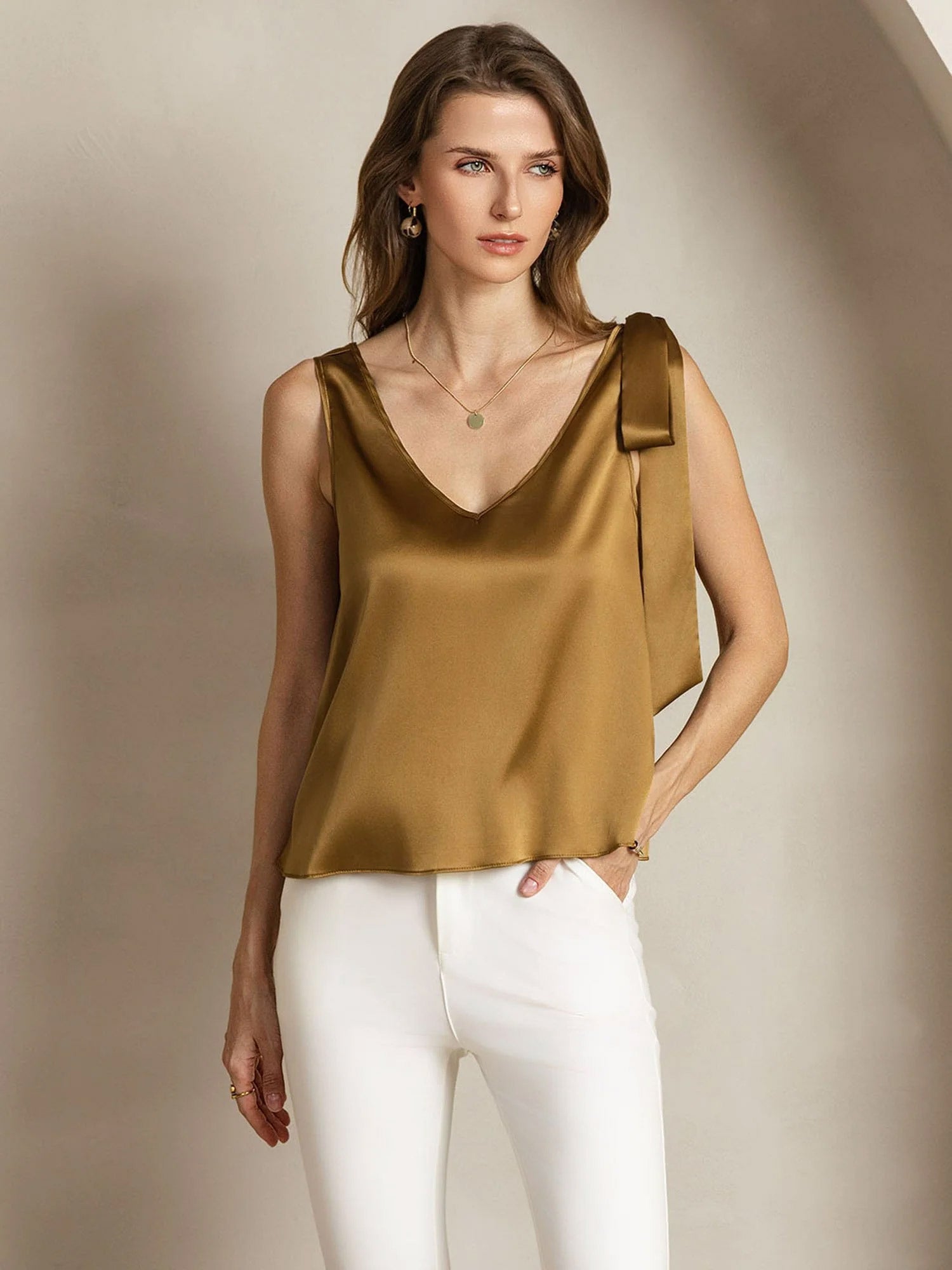 [Bronze] SilkSilky-DK 19Momme Silke Womens T-Shirt 006