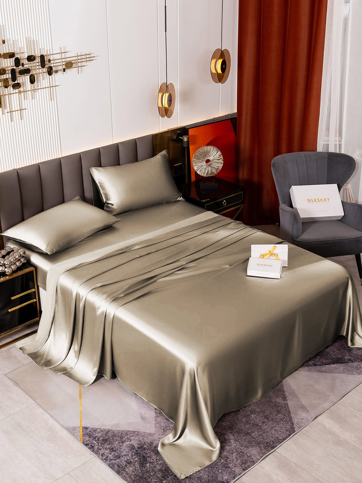 [Kaki] SilkSilky-DK 19Momme Bedding Set 003