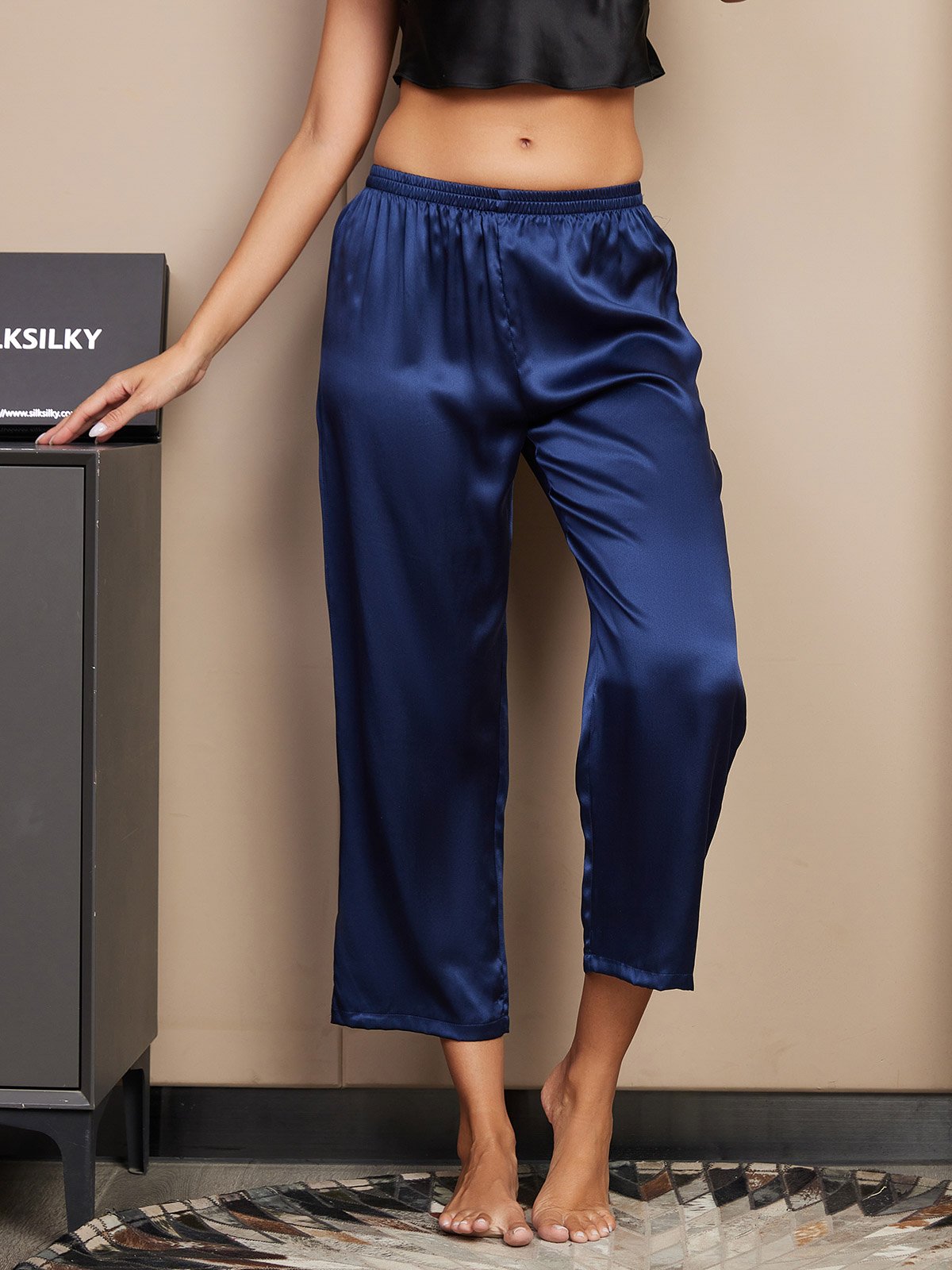 [Mørkeblå] SilkSilky-DK Womens Sleep Bottoms 001