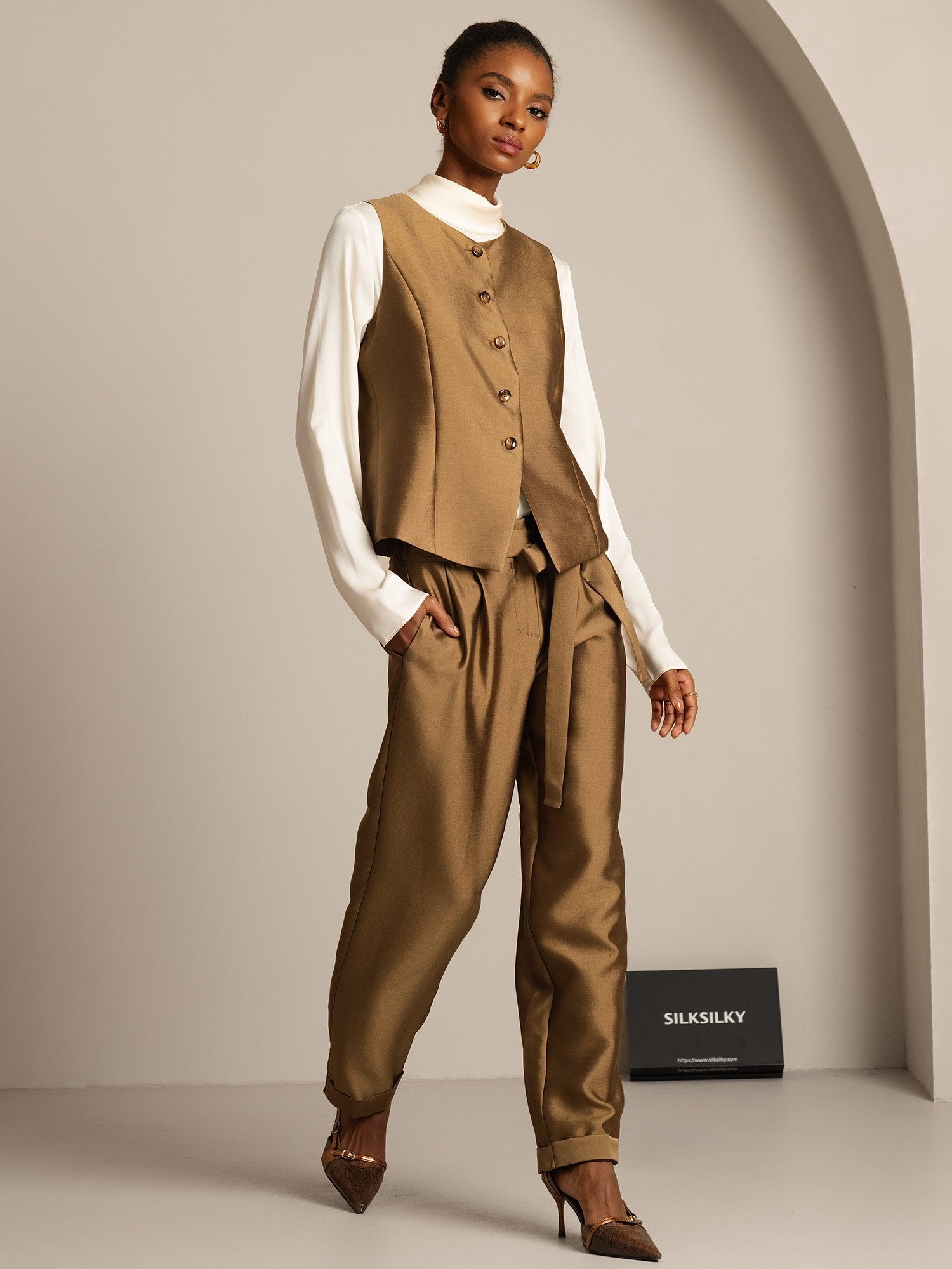 [Bronze] SilkSilky-DK 32Momme Silke Womens Vest 007