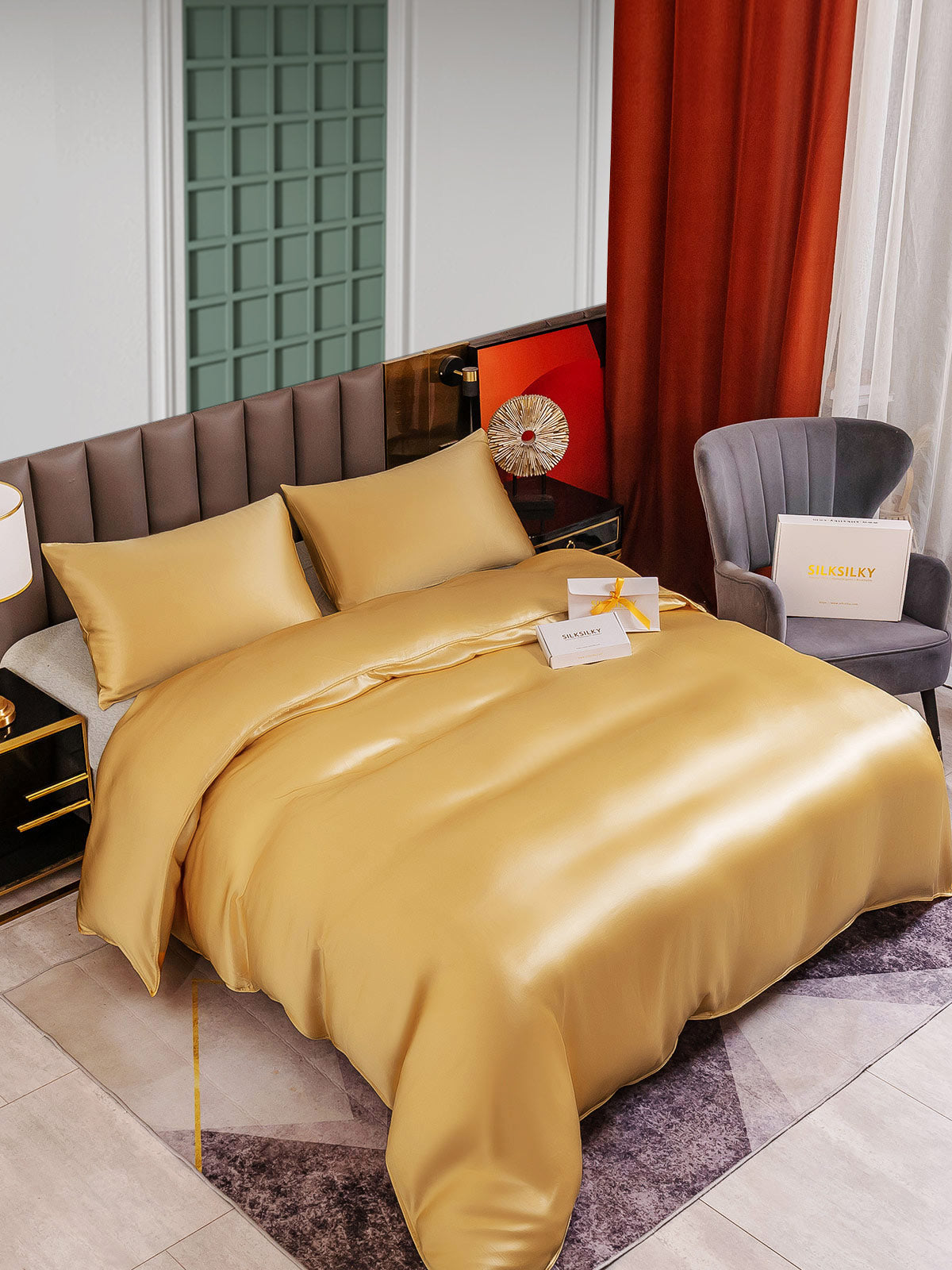 [Champagne] SilkSilky-DK 25Momme Bedding Set 004