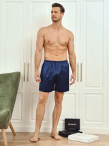 [Mørkeblå] SilkSilky-DK Men's Sleep Shorts 005