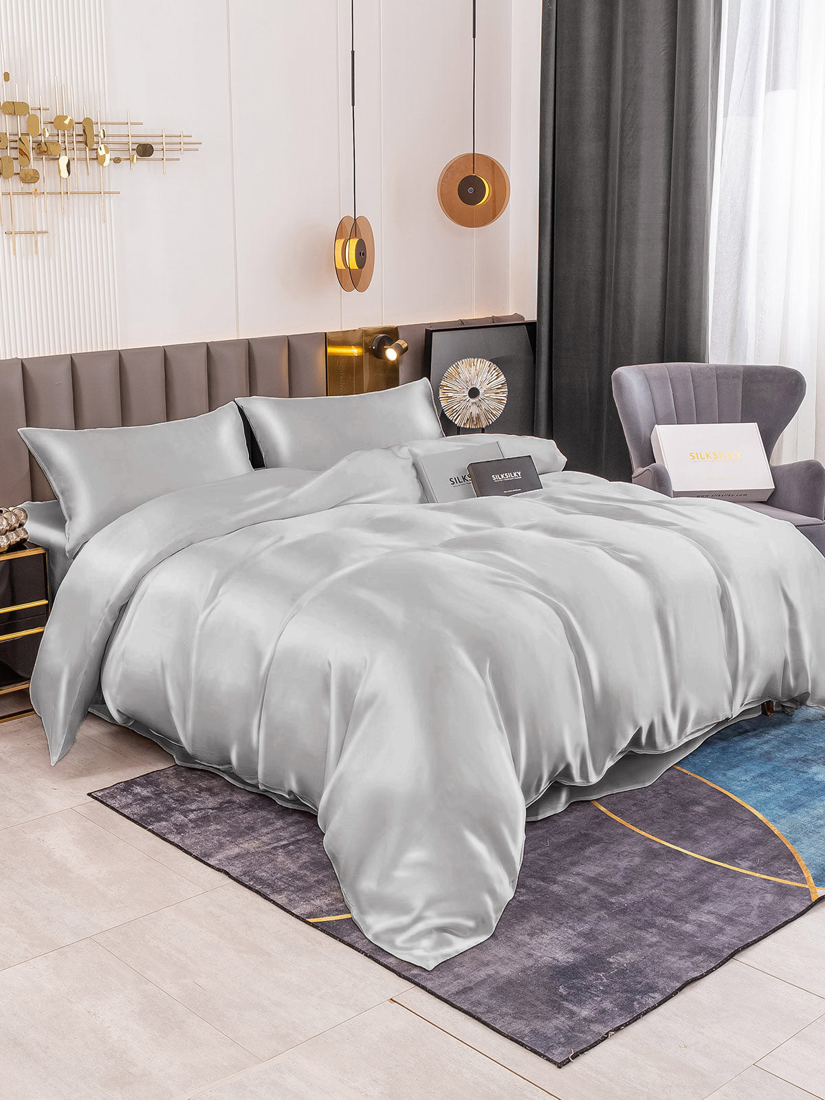 [Sølv] SilkSilky-DK 19Momme Bedding Set 001