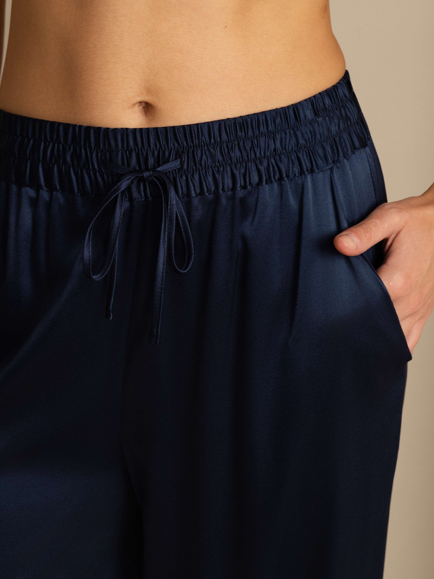 [Mørkeblå] SilkSilky-DK 19Momme Womens Pants 006