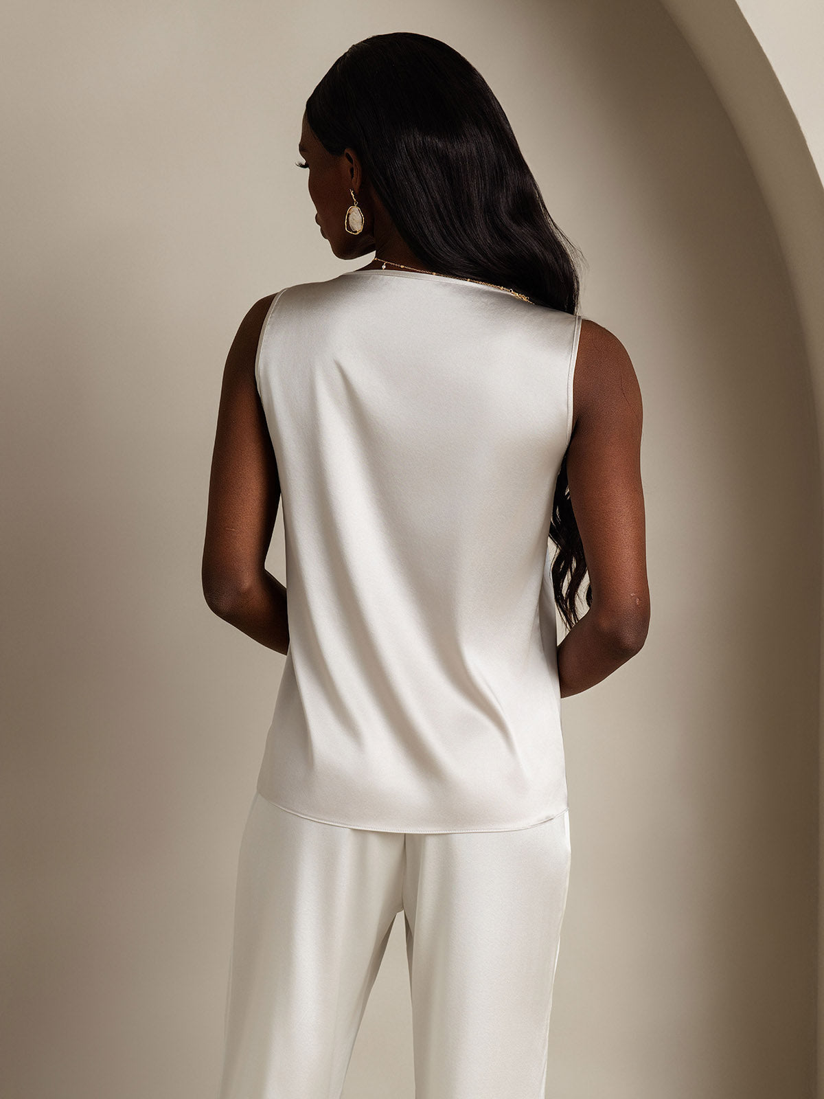 [Lysegrå] SilkSilky-DK 19Momme Silke Camisoles 002