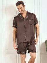 [Kaffe] SilkSilky-DK Short Sleeve Lapel Collar Pyjamas til Mænd 001