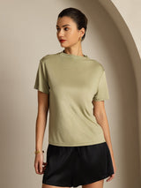 [Tørret Urte] SilkSilky-DK Short Sleeve T-shirt til kvinder 001