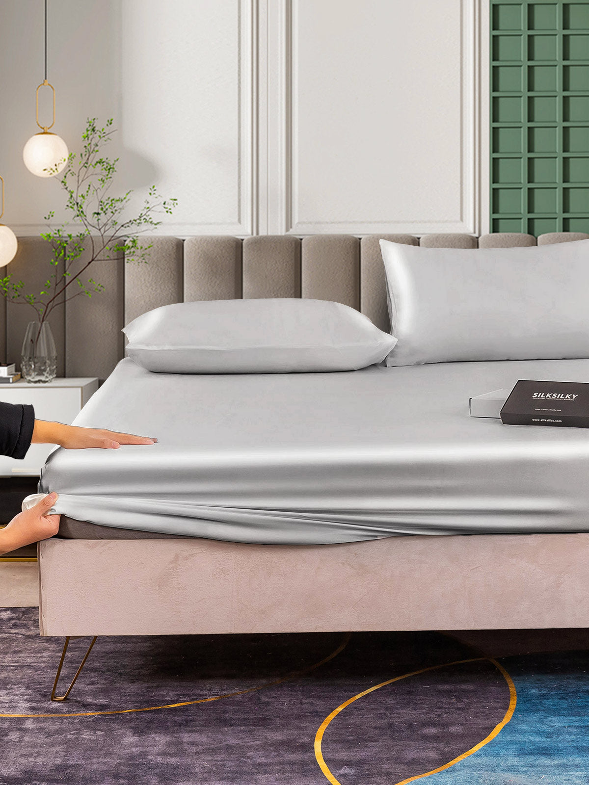 [Sølv] SilkSilky-DK 25Momme Bedding Set 004