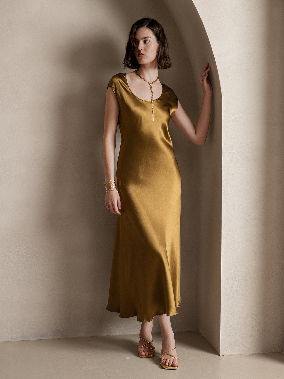 [Brun] SilkSilky-DK 19Momme Silke Dress 006
