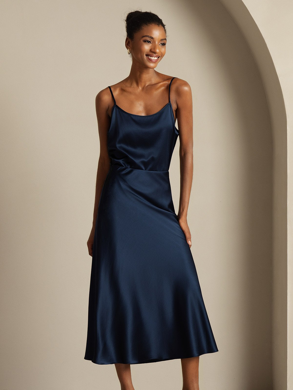 [Mørkeblå] SilkSilky-DK 19Momme Silke Womens Outfit Sets 005,