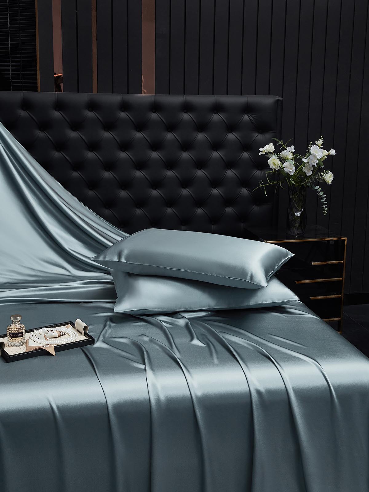[Gråblå] SilkSilky-DK 22Momme Pillowcase 001