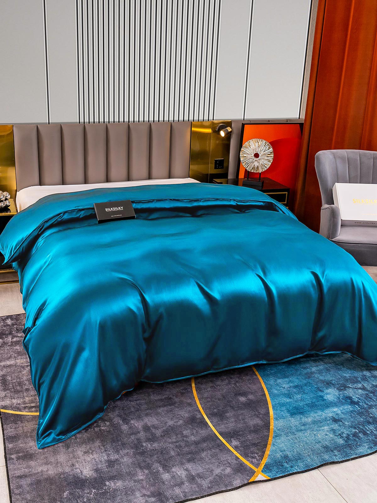 [Blågrøn] SilkSilky-DK 22Momme Duvet Cover 002