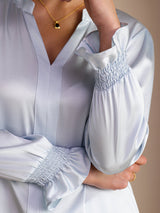 [Himmelblå] SilkSilky-DK Long Sleeve Damebluser 005