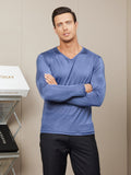 SilkSilky-DK-Silk-Knitted-Long-Sleeve-Round-Neck-Herre-T-shirt-Mørkeblå-001