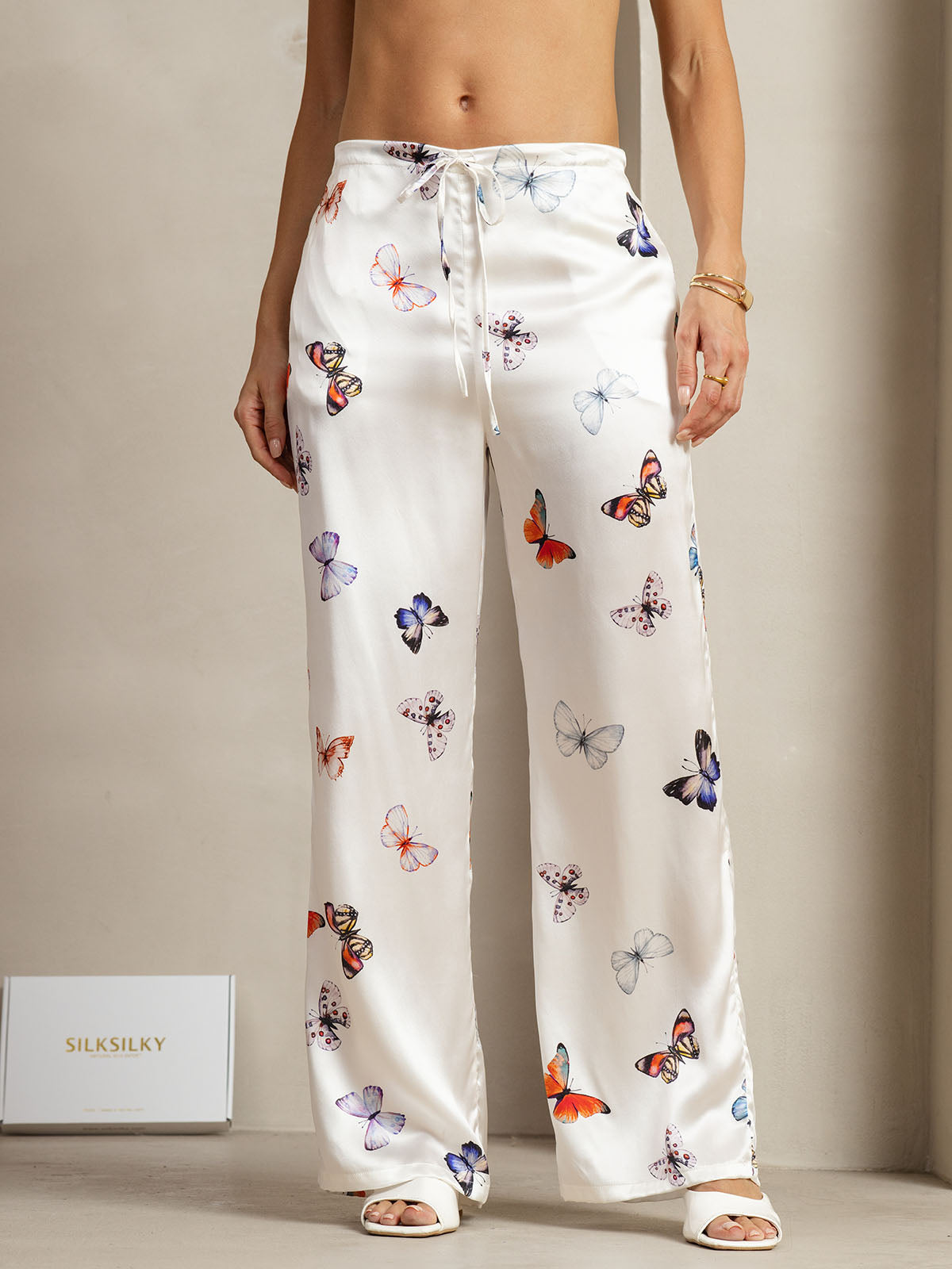[Hvid Sommerfugl] SilkSilky-DK 19Momme Silke Womens Pants 001