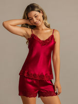 [Vin] SilkSilky-DK V Neck Camisole Sæt 001