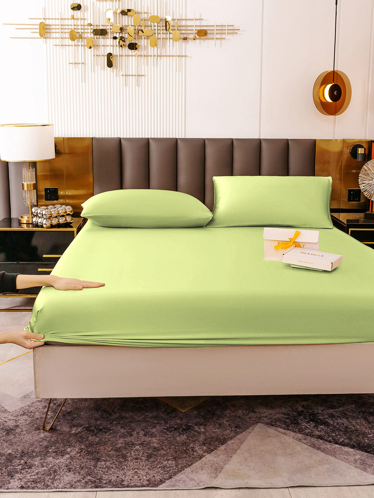[Mintgrøn] SilkSilky-DK 19Momme Bedding Set 004