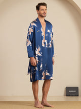 [Mørkeblå] SilkSilky-DK 19Momme Long Sleeve Mens Pajamas 005