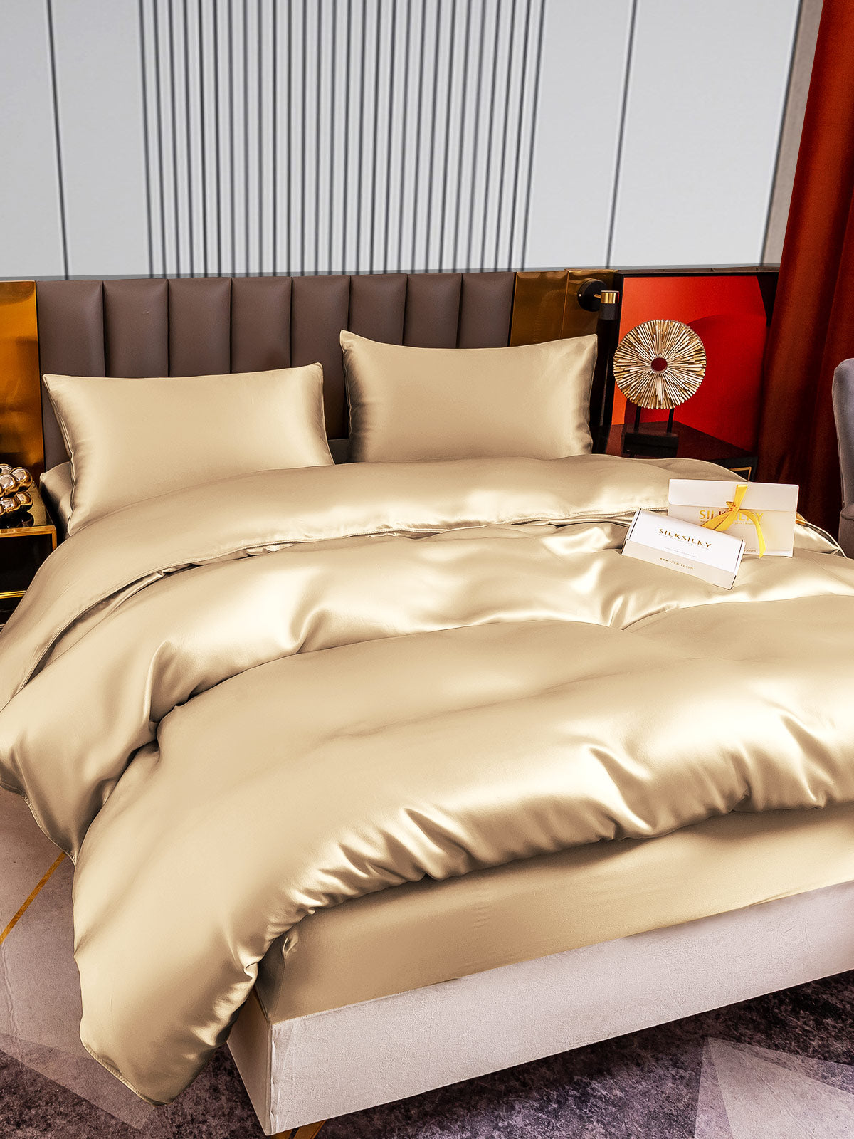 [Beige] SilkSilky-DK 22Momme Bedding Set 004