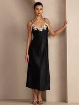 [Sort] SilkSilky-DK Sleeveless V Neck Kjole 005