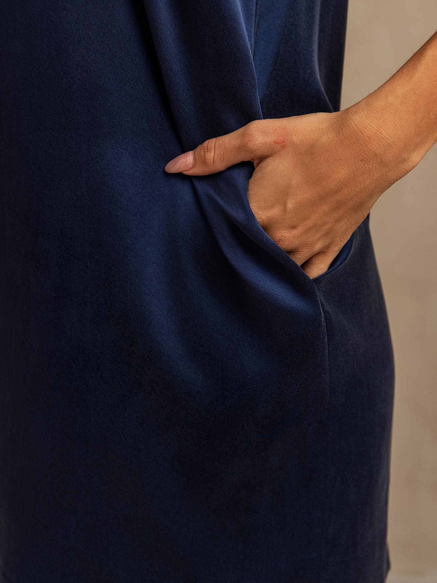 [Mørkeblå] SilkSilky-DK 19Momme Silke Nightgown 005,