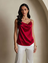 [Vin] SilkSilky-DK Spaghetti Strap Cowl Neck Camisole Top 006