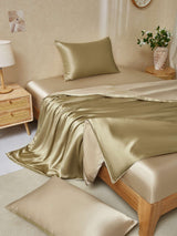 [Beige+Kaki] SilkSilky-DK 19Momme Bedding Set 001
