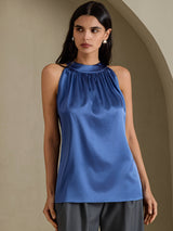 [Ægte Petrol] SilkSilky-DK Sleeveless Halter T-shirt til kvinder 001