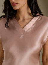[Toscana] SilkSilky-DK Cap Sleeve V Neck Natkjole 004