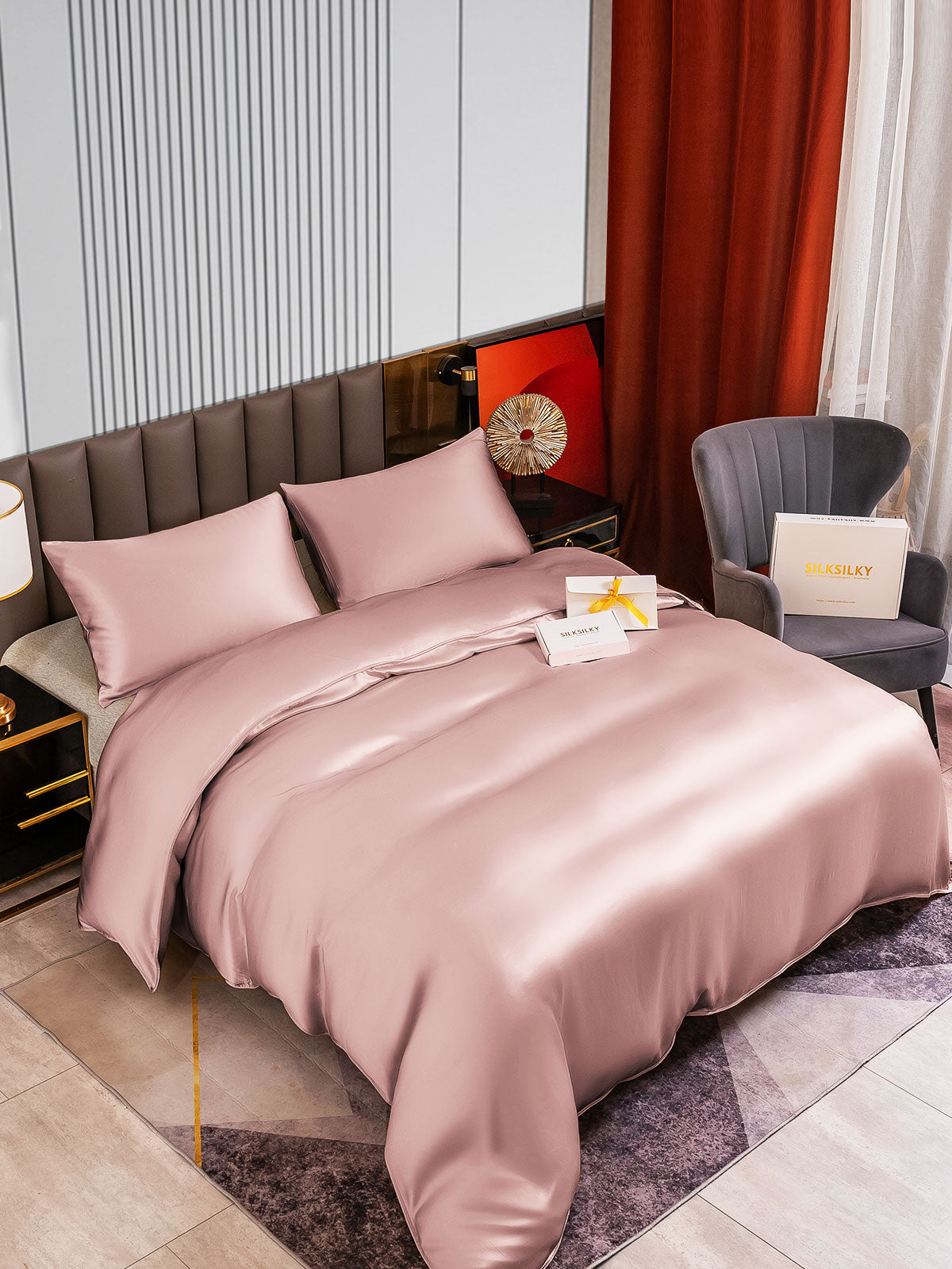 [Bleg Mauve] SilkSilky-DK 22Momme Bedding Set 002
