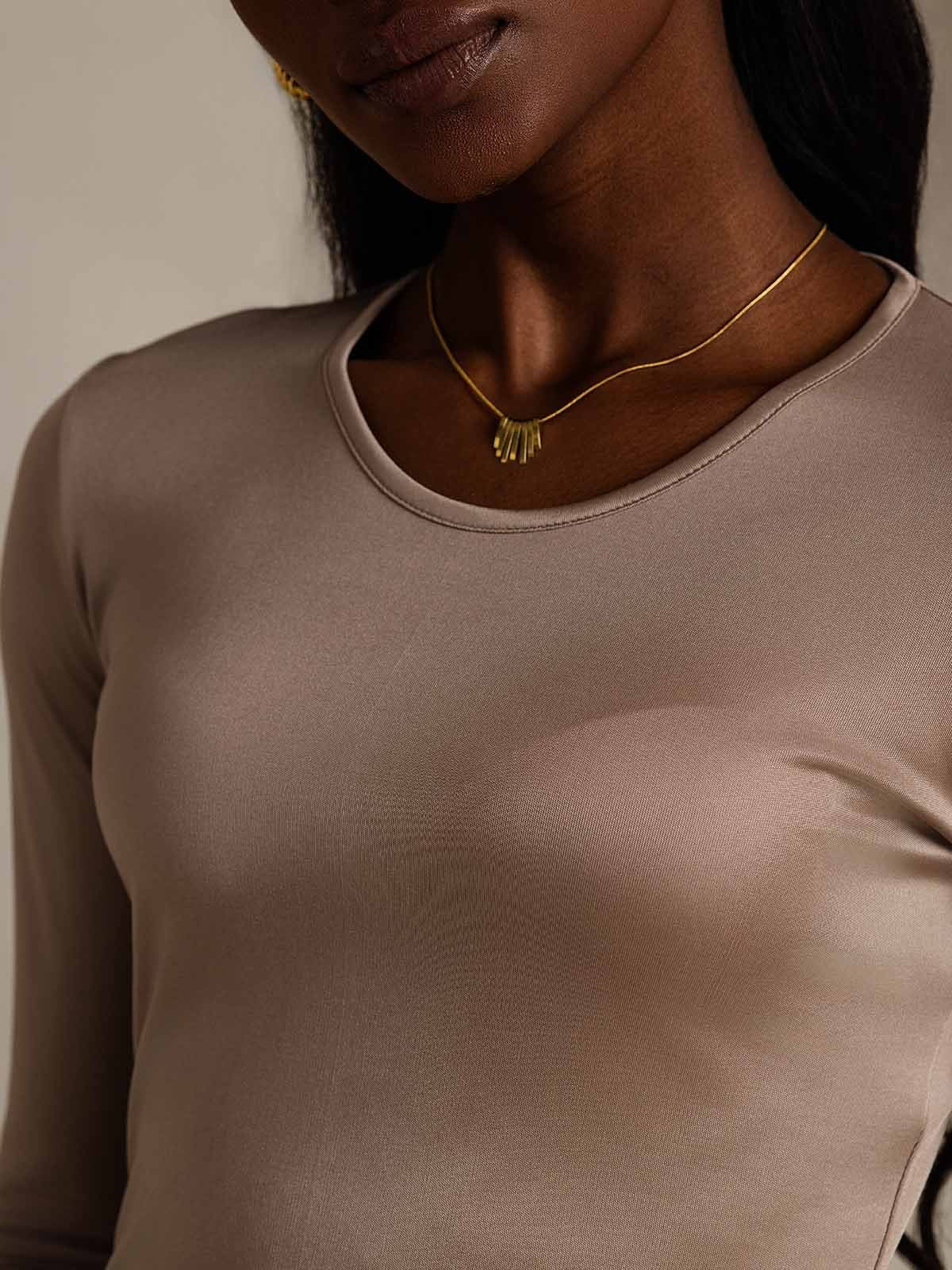 [Kaffe] SilkSilky-DK Silke Long Sleeve Round Neck T-shirt til kvinder 008